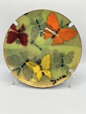 Vintage MCM Ernest Sohn Butterfly Enamel on Copper Dish Plate picture