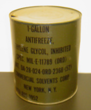 Vtg. 1952 Military Green 1 Gallon Antifreeze Can Empty Commercial Solvents Inc. picture