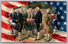 Postcard Washington's Inauguration as President Flag Embossed Tuck *A1022 picture