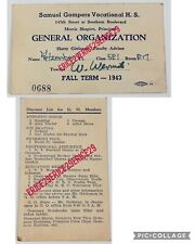 WWII 1943 Samuel Gompers Vocational High School Bronx New York Organization Card picture