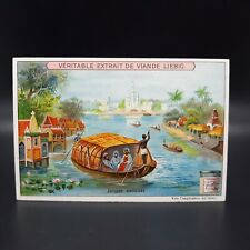 Liebig French Victorian Era Trade Card River Rowboat Aztec Mayan Antique picture