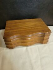 Vintage  Wood Dovetailed  Box, Contoured Front. No Lock. picture