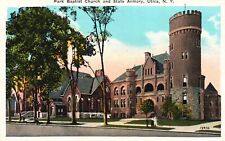 Postcard NY Utica Park Baptist Church & State Armory WB Vintage PC G846 picture