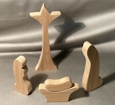 Nativity Scene Set 5 pcs Beautifully Handcrafted Thick Wood Scandinavian Style picture