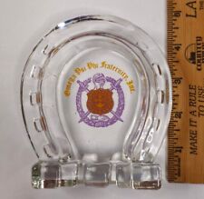 Vintage Omega Psi Phi Fraternity Glass Lucky Horseshoe Ashtray Collectible  picture
