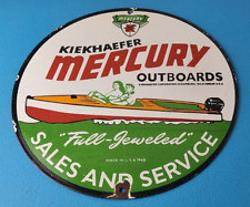 Vintage Mercury Outboards Sign - Porcelain Marine Man Cave Pump Service Sign picture