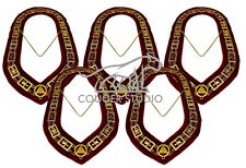 Royal Arch Masonic Regali Gold Chain Collar Red Lining Backing ( Set of 5 ) picture