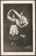 Dancing German Couple Wearing Lederhosen & Dirndl Vintage Postcard Unposted picture