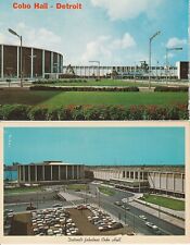 (2) Detroit Cobo Hall Arena Postcards - Former Home of the NBA Pistons 1961-1978 picture