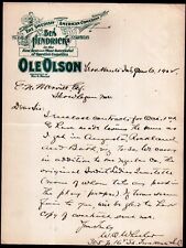 1902 Terre Haute In - Swedish American Comedian - Ole Olson - Letter Head Bill picture