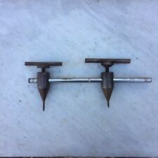LARGE VINTAGE STEEL TRAMMEL HEADS COMPLETE WITH STEEL ROD picture