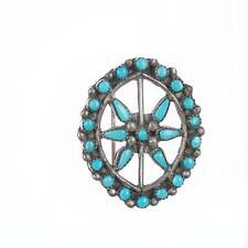 c1950's Zuni Silver Sleeping Beauty turquoise wagon wheel pendant/pin picture