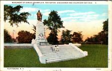 Vintage Postcard 1933 Plattsburg NY Samuel Champlain Monument picture