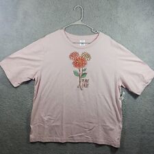 DISNEY PARKS WOMEN'S MICKEY PLANT LADY PINK FLORAL MUMS T-SHIRT SIZE L picture