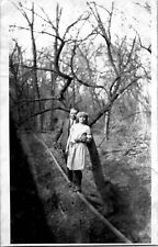 SUSPICIOUS COUPLE SPOTTED IN A MYSTERIOUS FOREST CREEPY ~ 1920s VINTAGE PHOTO picture