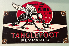Vintage Tanglefoot Flypaper 10” Porcelain Warring On Flies Sign picture