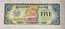 2007-T Block. $5 Disney Dollars. Aurora. Disney Store. CU. From Original Pack. picture