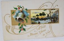 A Very Merry Xmas to You Postcard Metallic Divided Back Posted Christmas picture