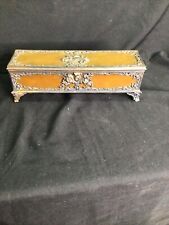 RARE Victorian Jewelry Casket Box long silver ornate bakelite silver picture