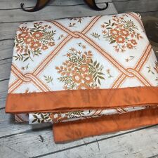 Blanket Floral Orange Trim Acrylic  Flowers  72 x 84 Vintage  Cottagecore 70’s picture