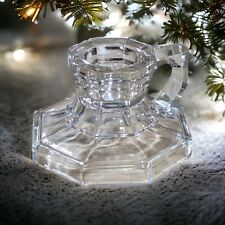 Vintage Early American Press Glass Finger Hold Candlestick Holder Octagon (EAPG) picture