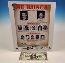 Pablo Escobar Wanted Poster $1 Bill Roberto Autograph Signed Fingerprint Narcos picture