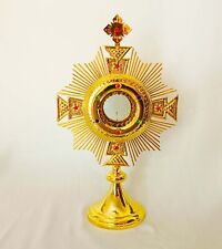 Monstrance Brass Gold Plated Relic Ostensorium Church Chapel Altar Gift USRS08 picture
