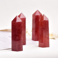 8-10cm Natural Strawberry Quartz Tower Point Crystal Wand Healing Reiki Stone TD picture