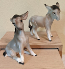 2 Vintage Porcelain Lefton Donkeys with Labels H7059 Japan picture