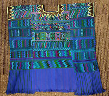 Vintage Handwoven Guatemalan Huipil, Bright Blue & Purple Santa Catrina Palopo picture