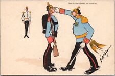 c1900s French Military Postcard Officer Tweaking a Soldier's Nose Artist-Signed picture