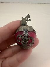 Vintage Figures Chinese New Year Rat Red Jade Ball  Sign carved Silver picture