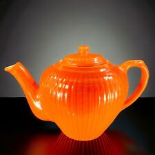 Vintage Mid Century Pottery Teapot Carafe Bright Orange Color Glaze Teapot USA picture
