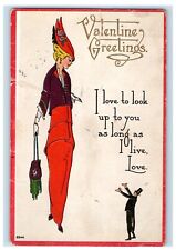c1910's Valentine Greetings Tall Girl Magician Embossed Antique Postcard picture
