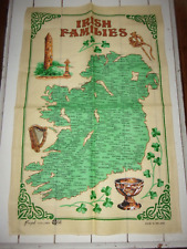 FINGAL 100% Irish linen tea towel IRISH FAMILIES names IRELAND NEW vintage picture