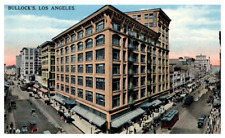 BULLOCK'S Bldg Los Angeles, CA trolleys - Postcard picture