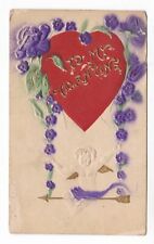 1912 PLEASANTON KANSAS TO MY VALENTINE CHERUB HEART ARROW VINTAGE POSTCARD KS  picture