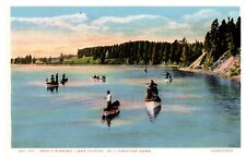 postcard Trout Fishing Lake outlet Yellowstone Park Wyoming-Haynes A0358 picture