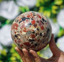 Natural 110MM Red Conglomerate Stone Healing Metaphysical Meditation Sphere Ball picture