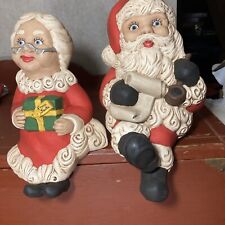 Christmas MidCentury Ceramics Santa/Mrs Claus Shelf Sitters Set Hobbyist Figures picture
