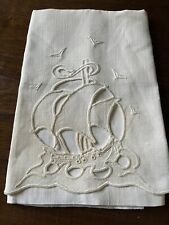 Vintage linen  Cutwork  Embroidery Ship Hand Guest Towel 22