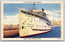 Grand Rapids MI~SS City Grand Rapids Great Lakes Cruiser~Vintage Linen Postcard picture