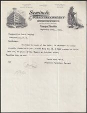 TAMPA, FL ~ SEMINOLE FURNITURE COMPANY ~ INDIAN ILLUSTRATED LETTERHEAD 1926 picture