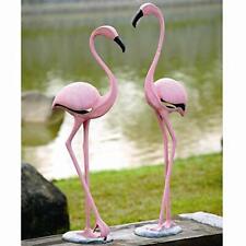 Ebros Large Set of 2 Colorful Tropical Rainforest Pink Flamingo Garden Statues picture