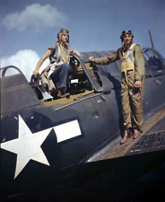 COLOR WW2 WWII Photo World War Two / US Navy Dauntless SBD Dive Bomber Crew 5535 picture