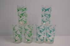 6 Vintage Boomerang Juice Glasses Green Blue MCM Barware Collectible Atomic picture