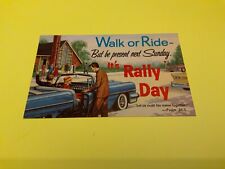 Rally Day ~ Walk or Ride - Linen Unposted  Vintage Postcard picture