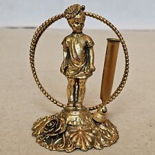 Antique Brass Victorian Girl Large Flower In Hair Fountain Pen Ink Well Holder picture