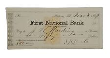 1867 Bank Check: First National Bank of Mattoon, Mattoon, IL picture