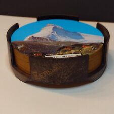 VTG Scenic Switzerland Set Of 6 Collectible Coasters & Coaster Holder By Zermatt picture